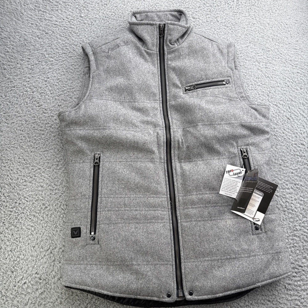 Volt Zero Layer Heated Vest Mens Small Gray Solid Puffer Quilted BP074301